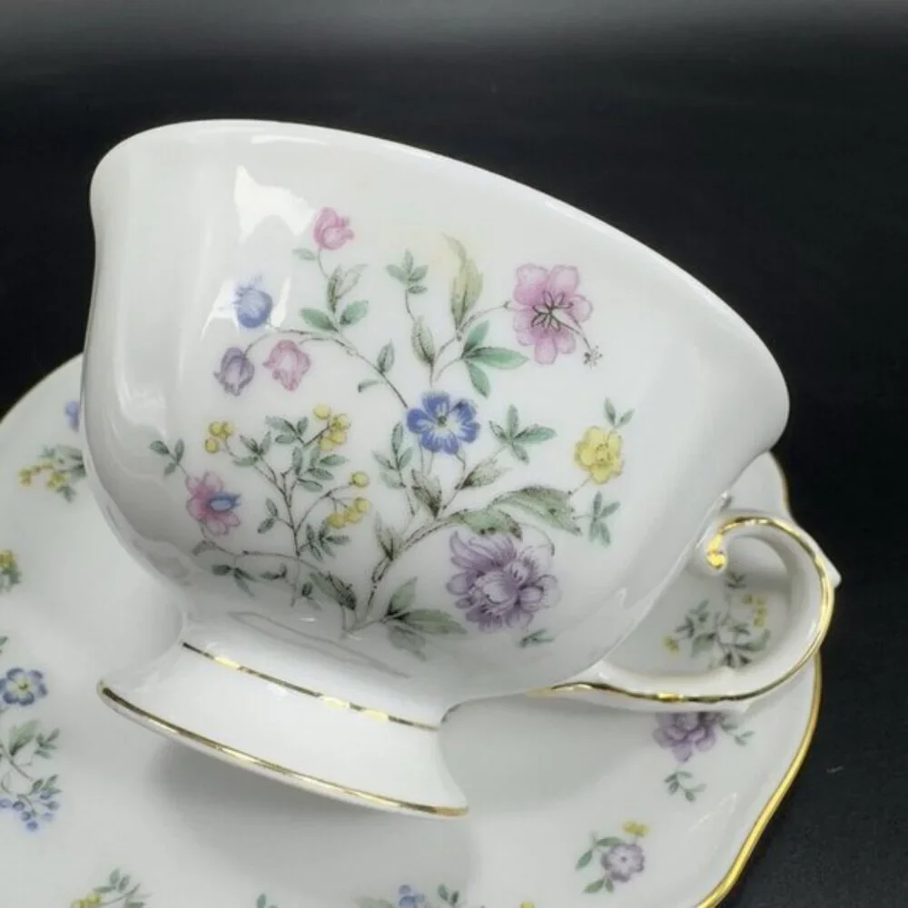 Franconia K&A Krautheim Selb Bavaria Germany Millefleurs Porcelain Teacup Saucer